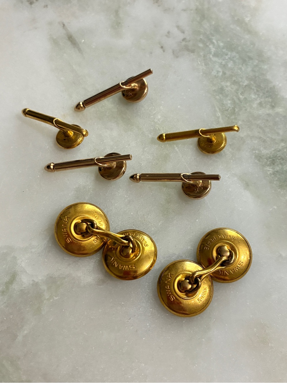 Vintage Swank 7 Piece Tuxedo Set Studs Cuff Links - Picture 2 of 2